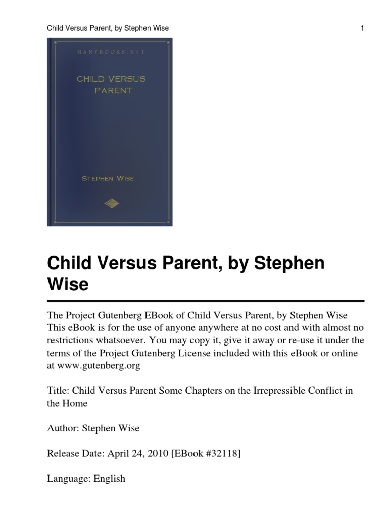 Child Versus Parent | PDF | Project Gutenberg | Parenting