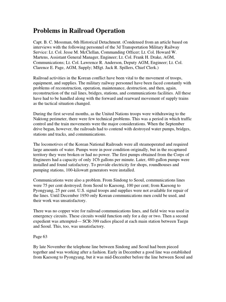Railroad Operations in Korean Conflict | PDF | Rail Transport | Train