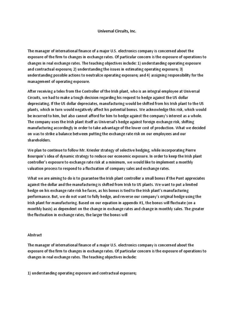 Universal Circuits, Inc PDF Purchasing Power Parity Inflation