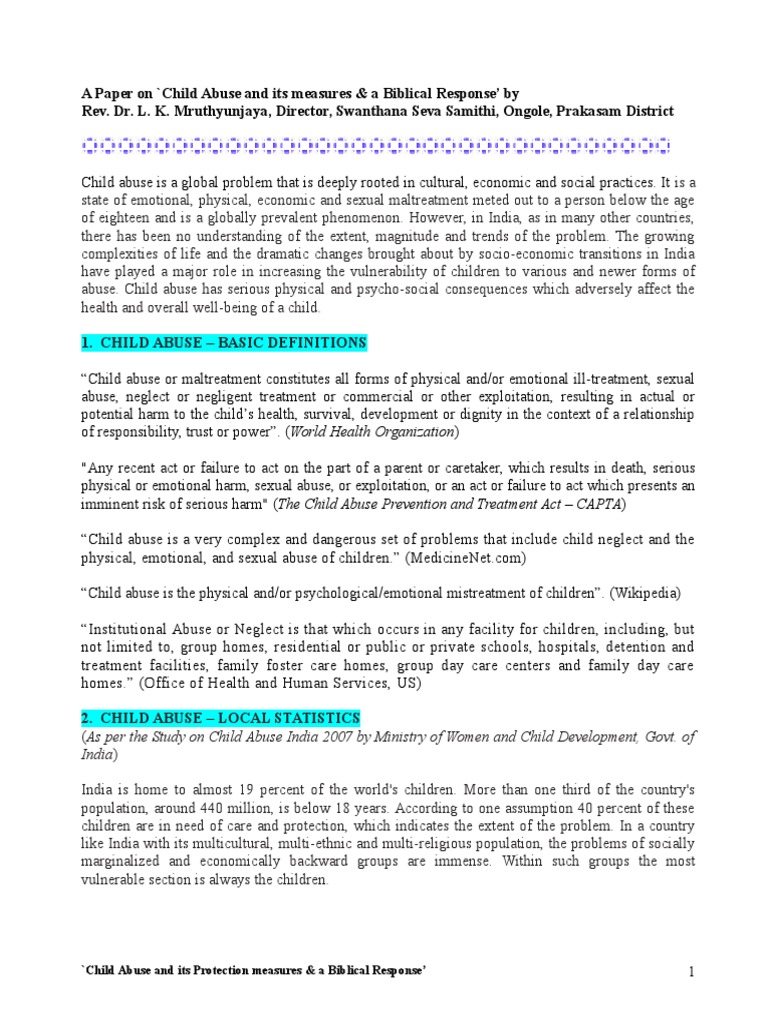 Child Abuse Paper , Child Abuse: Types, Reasons And Effects – AMVKX