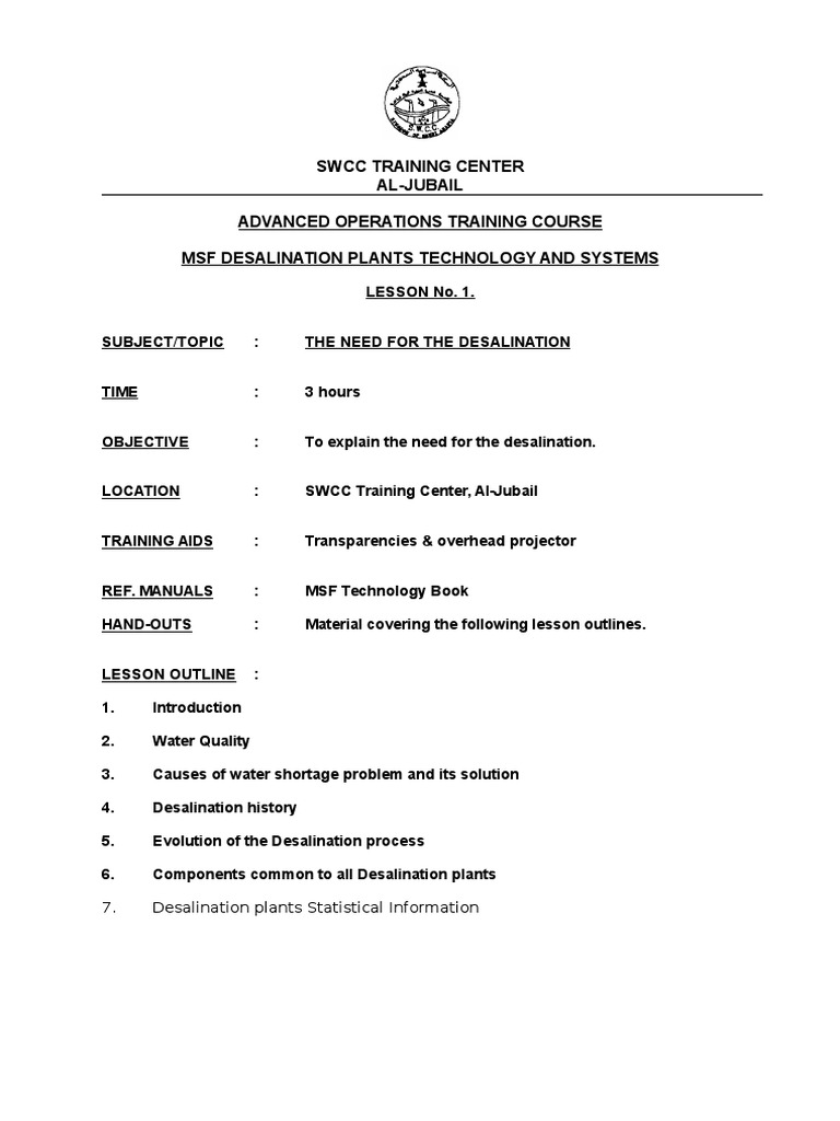 SWCC Training Center AlJubail Advanced Operations Training Course MSF