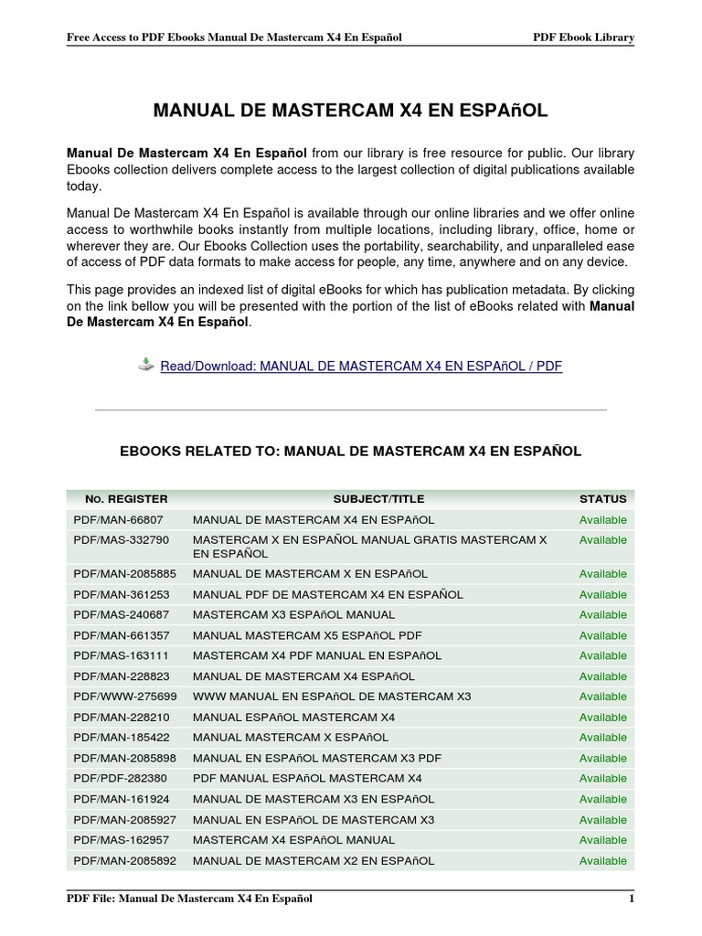 Manual de Mastercam x4 en Espanol