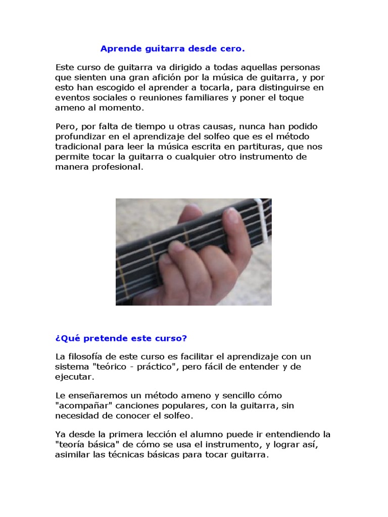 Aprende Guitarra Desde Cero Pdf Guitarras Acorde Música