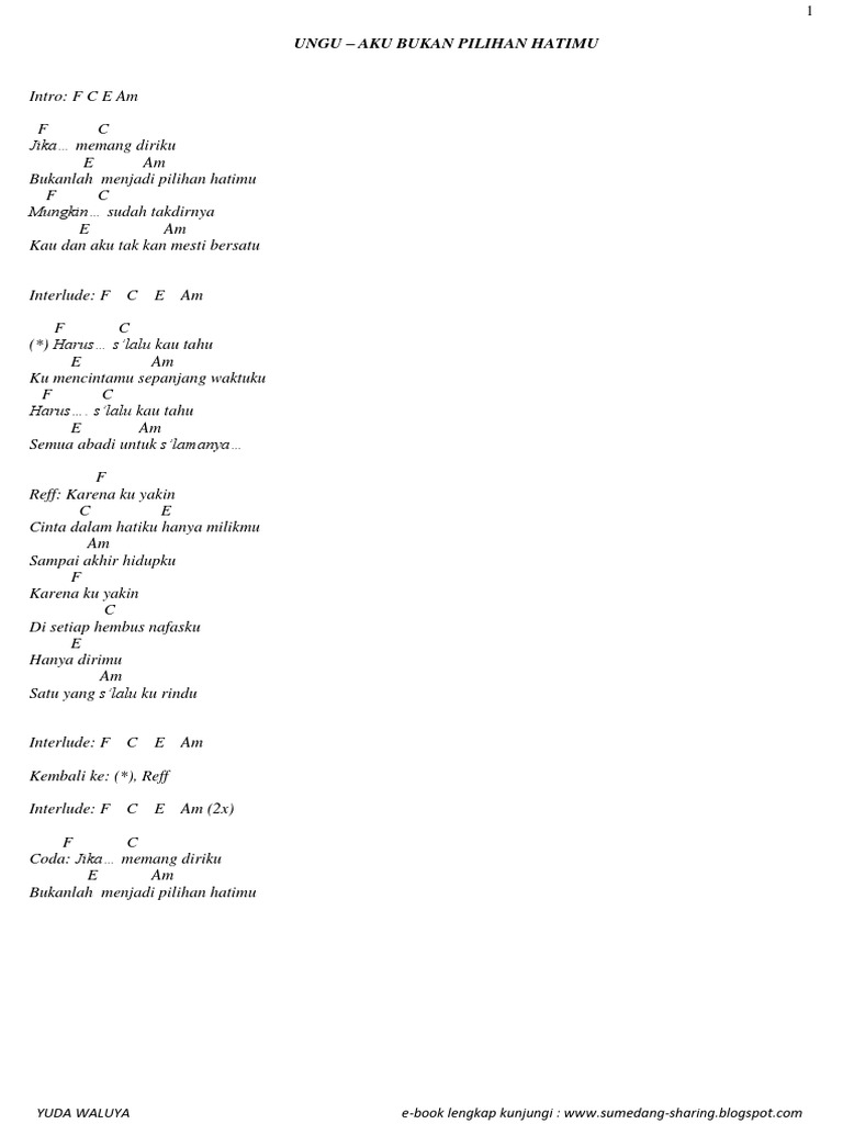Chord Dan Lirik Lagu Ungu Pdf