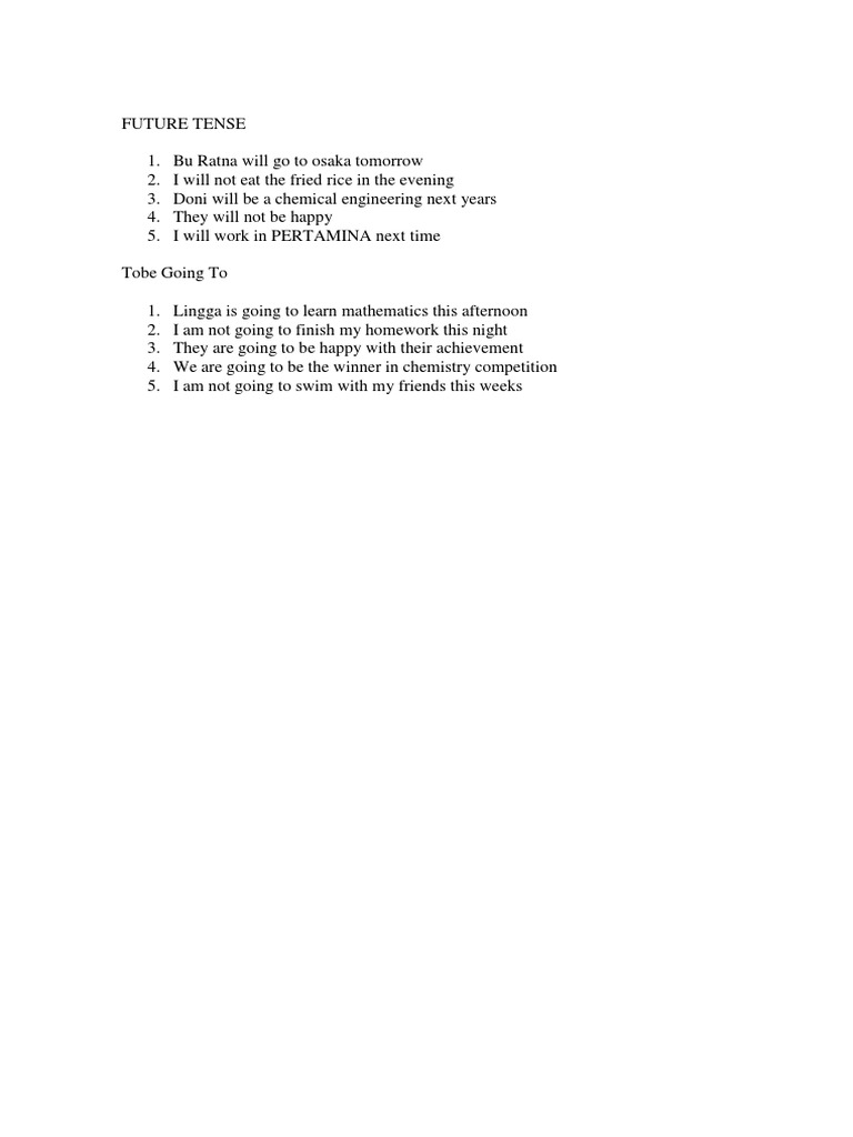 Future Tense Usage Examples | PDF