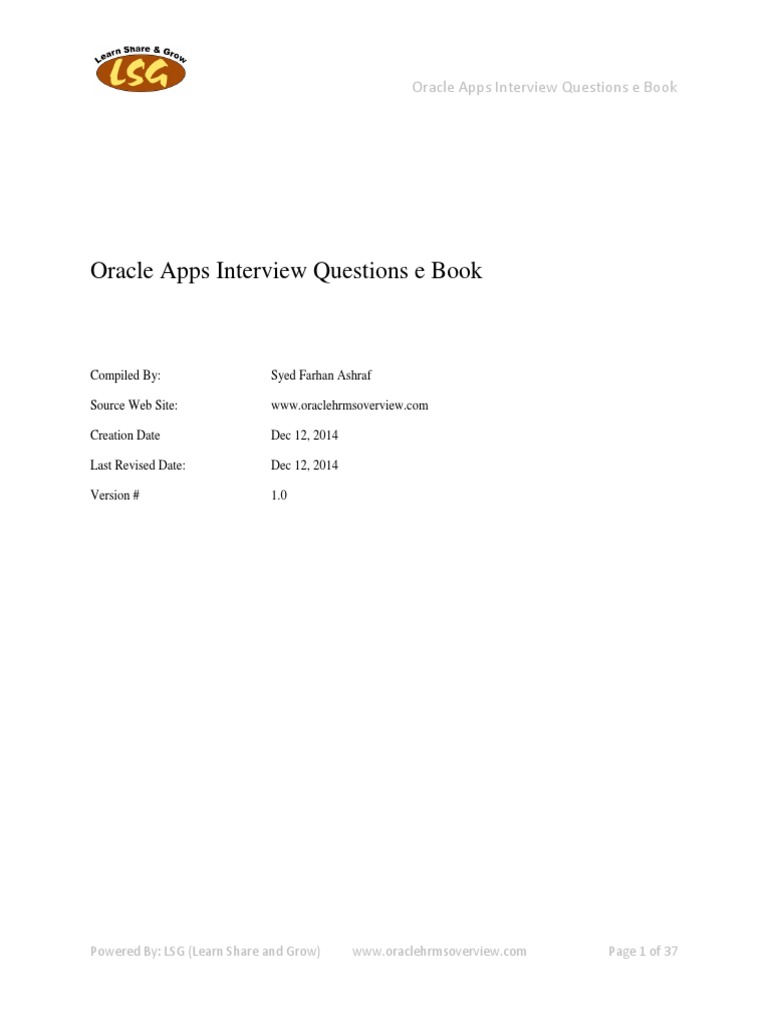 Oracle Apps Interview Questions Guide | PDF | Oracle Database | Pl/Sql