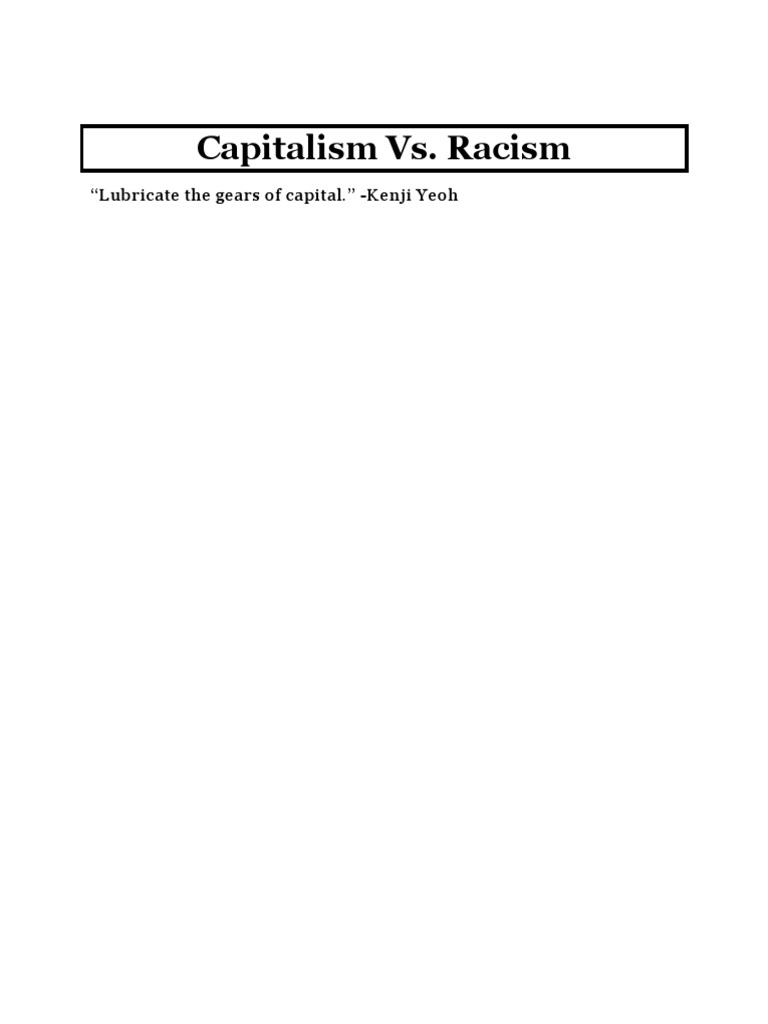 Cap Vs Race | PDF | Capitalism | Racism