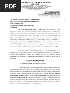 Modelo Carta Documento Vicios Ocultos - Modelo de Informe