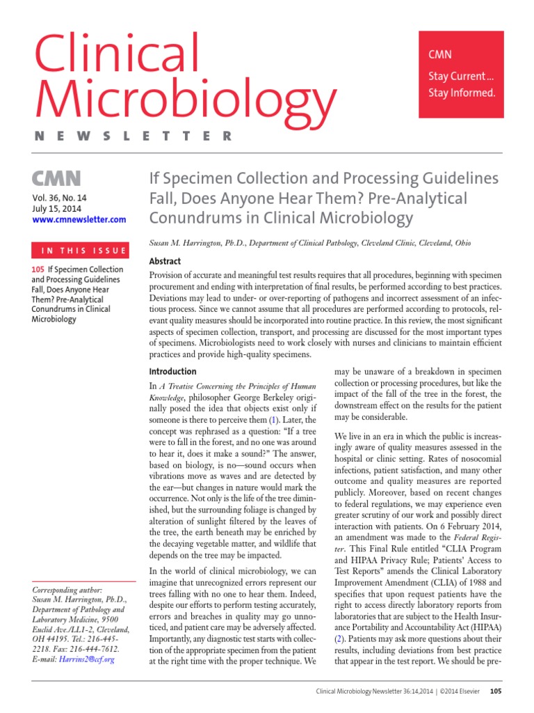 Specimen Collection PDF Growth Medium Infection