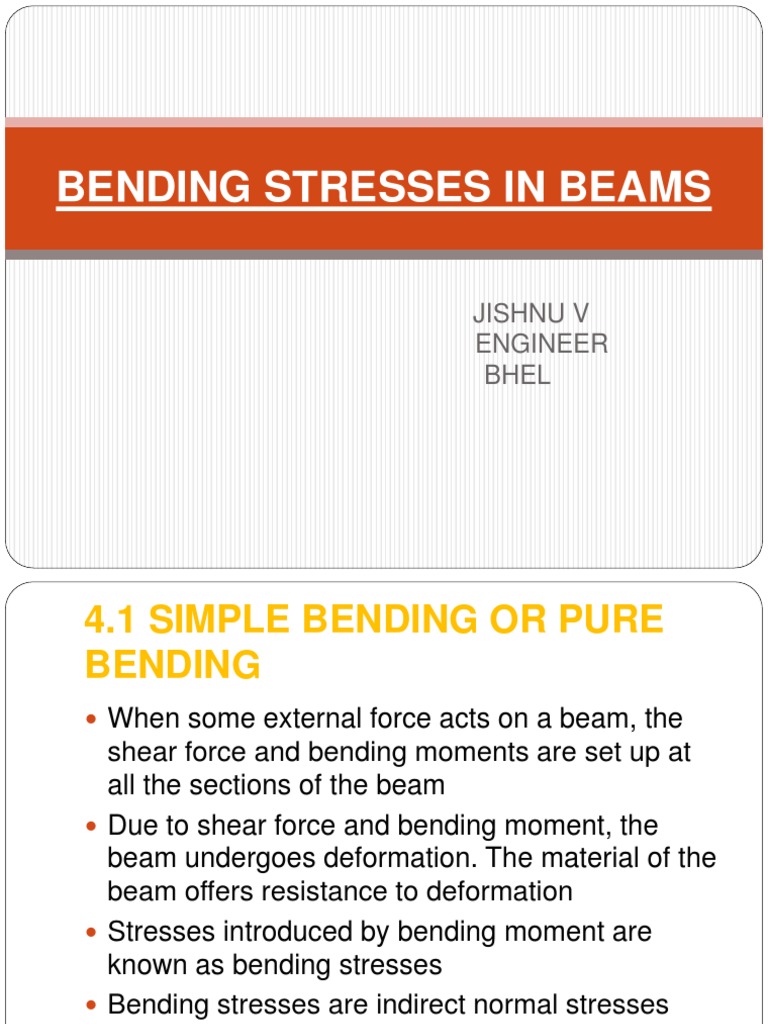 Bending Stresses in Beams Jishnu V Engineer Bhel PDF Bending