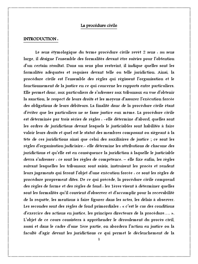 Introduction à la procédure civile | PDF | Justice | Crime et violence