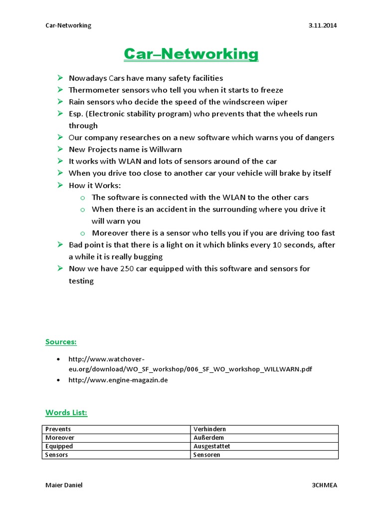 Car Networking: Willwarn Safety Tech | PDF | Computers
