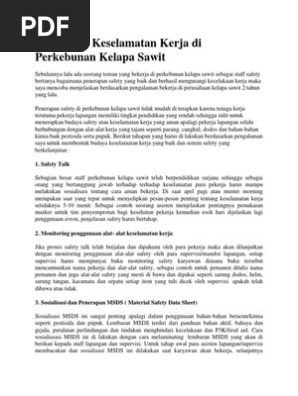 Penerapan Keselamatan Kerja Di Perkebunan Kelapa Sawit Pdf