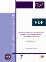 Macedonia National Minorities and Refugees in the Post-communist Labyrinths of Citizenship