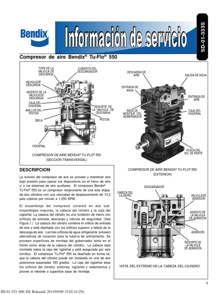 Compresor de aire Bendix® TuFlo® 550 Pistón Compresor de gas