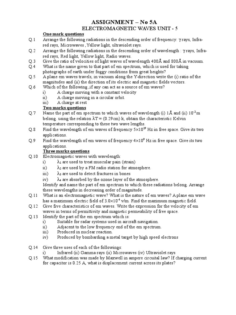 Wavelength Order of Electromagnetic Waves | PDF | Teaching Methods ...