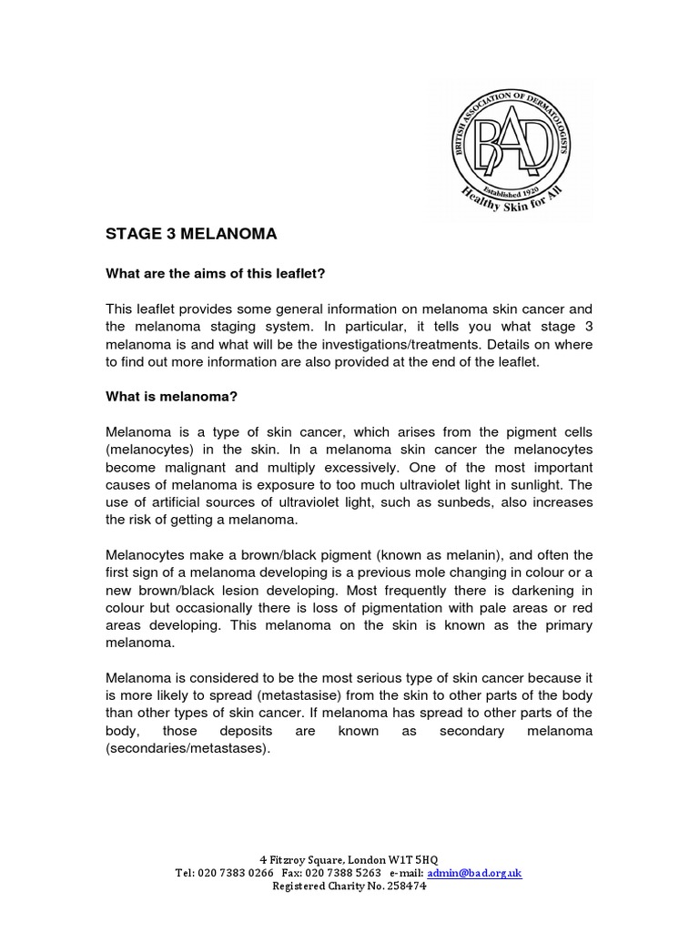 Understanding Stage 3 Melanoma | PDF | Melanoma | Sunscreen