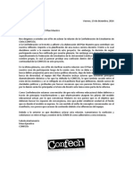 Carta de Aclaración de La Relación Entre La CONFECH y El Plan Maestro