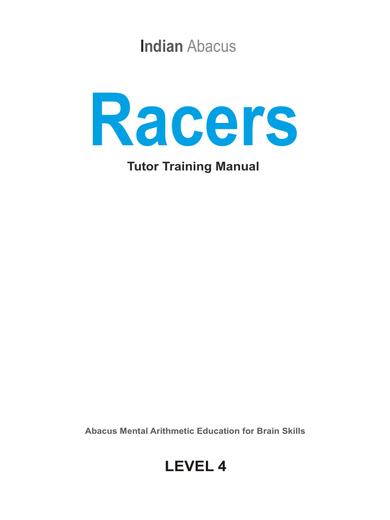 Indian Abacus Racers Tutor Training Manual - 4th Level - Free | PDF ...