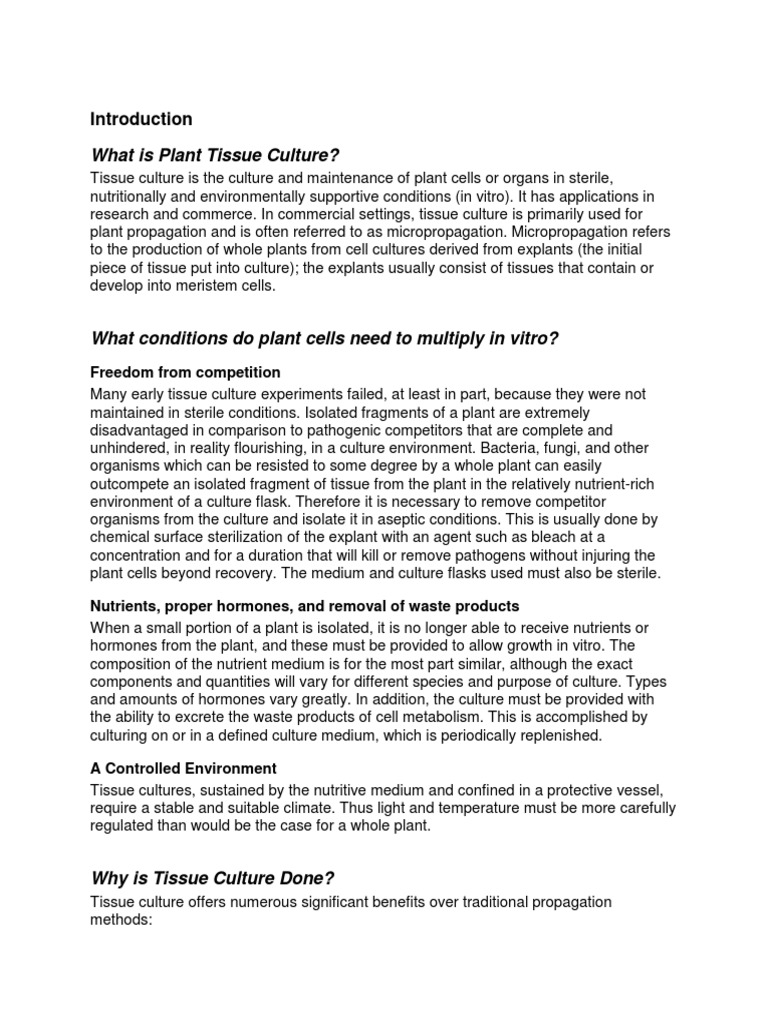 Introduction To Plant Tissue Culture PDF | PDF | Seed | Hybrid (Biology)