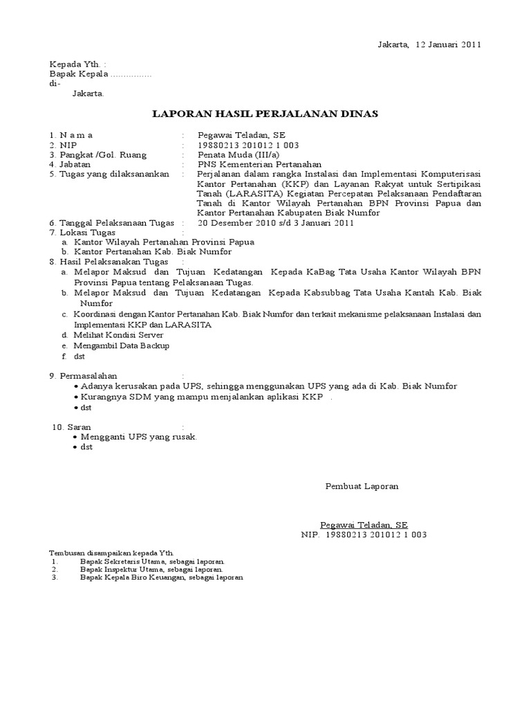 Lap Hasil Perjalanan Dinas