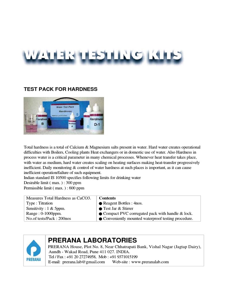 Hardness Test Pack for Water Quality | PDF | Water | Materials