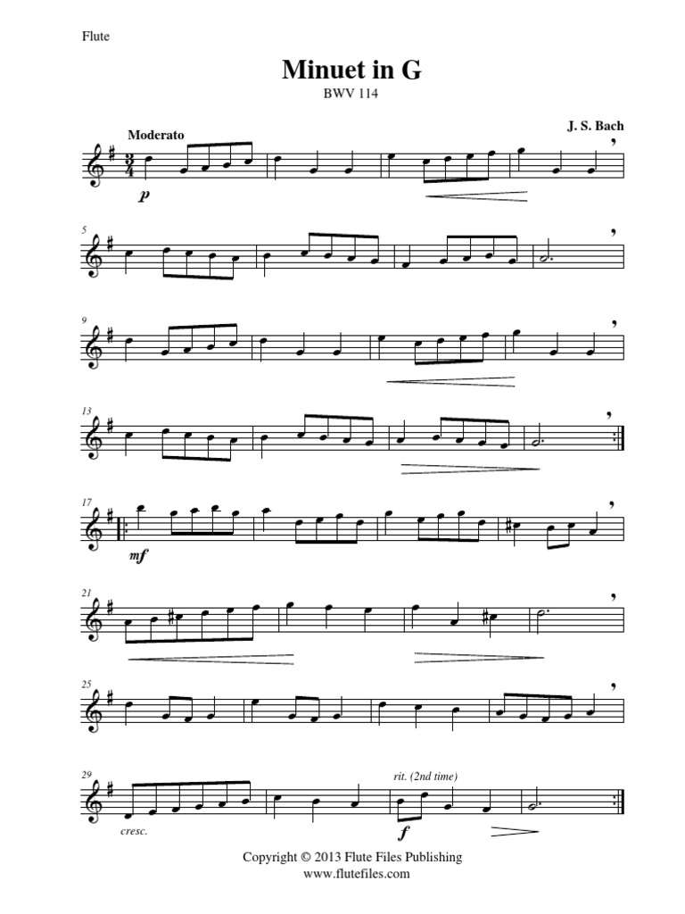 Bach - Minuet in G (BWV 114) - Solo