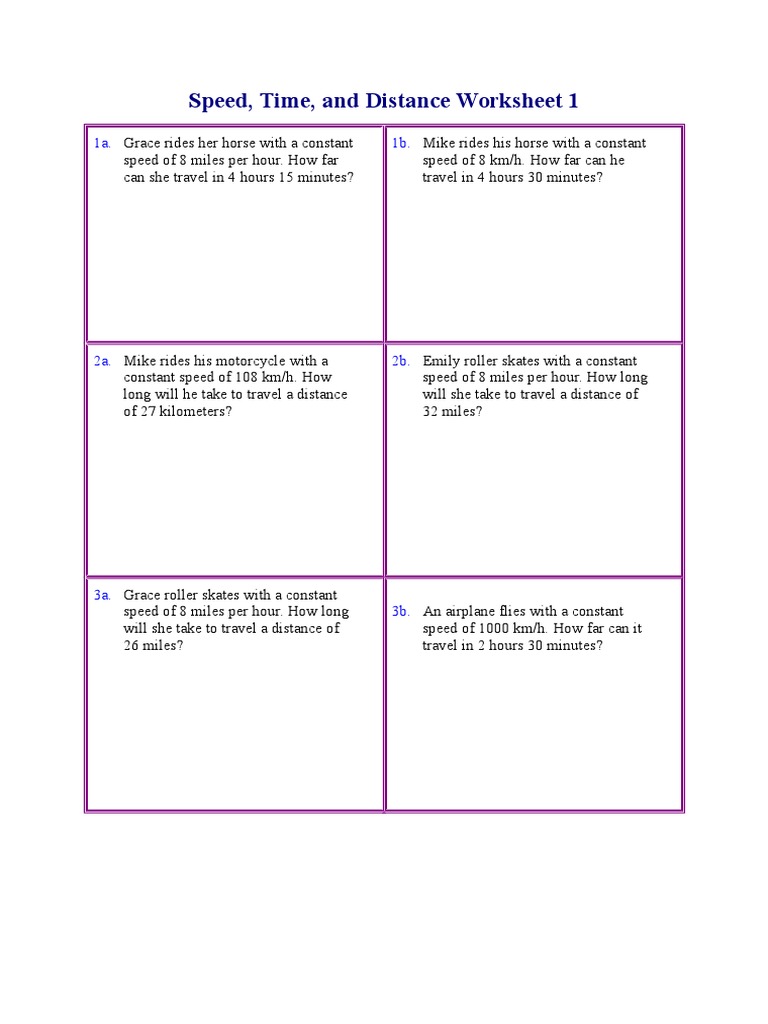 Speed  PDF  Miles Per Hour  Speed With Speed Time And Distance Worksheet