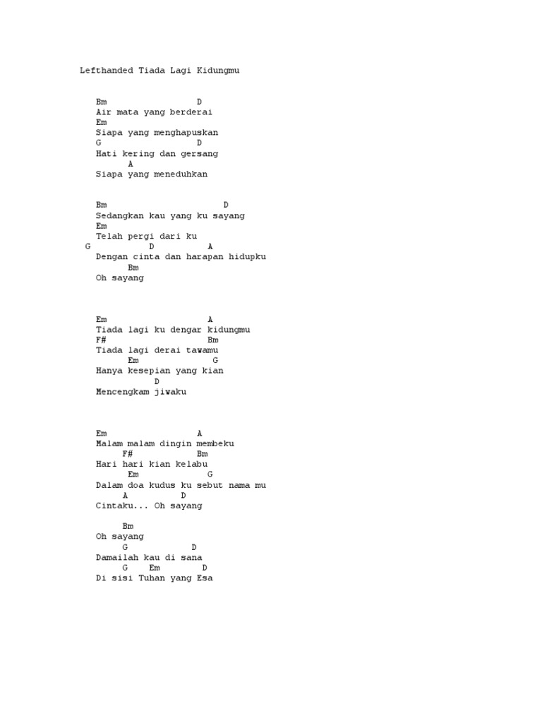 Left Handed Tiada Lagi Kidungmu Pdf