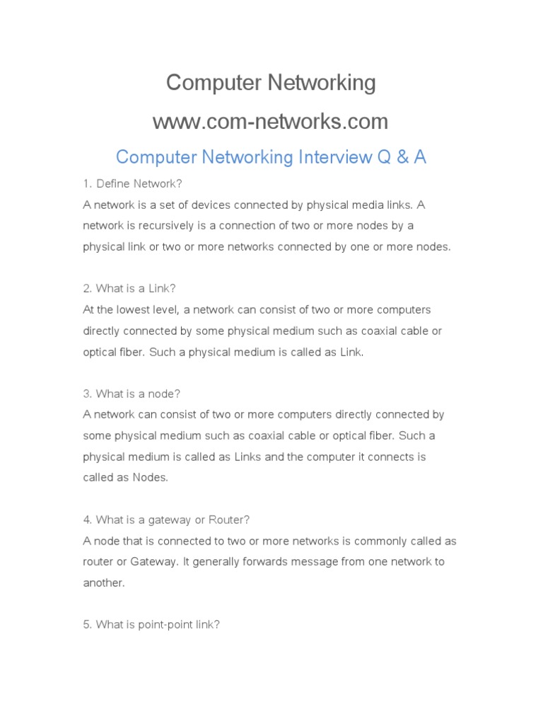 Computer Networking Interview Question and Answer | PDF