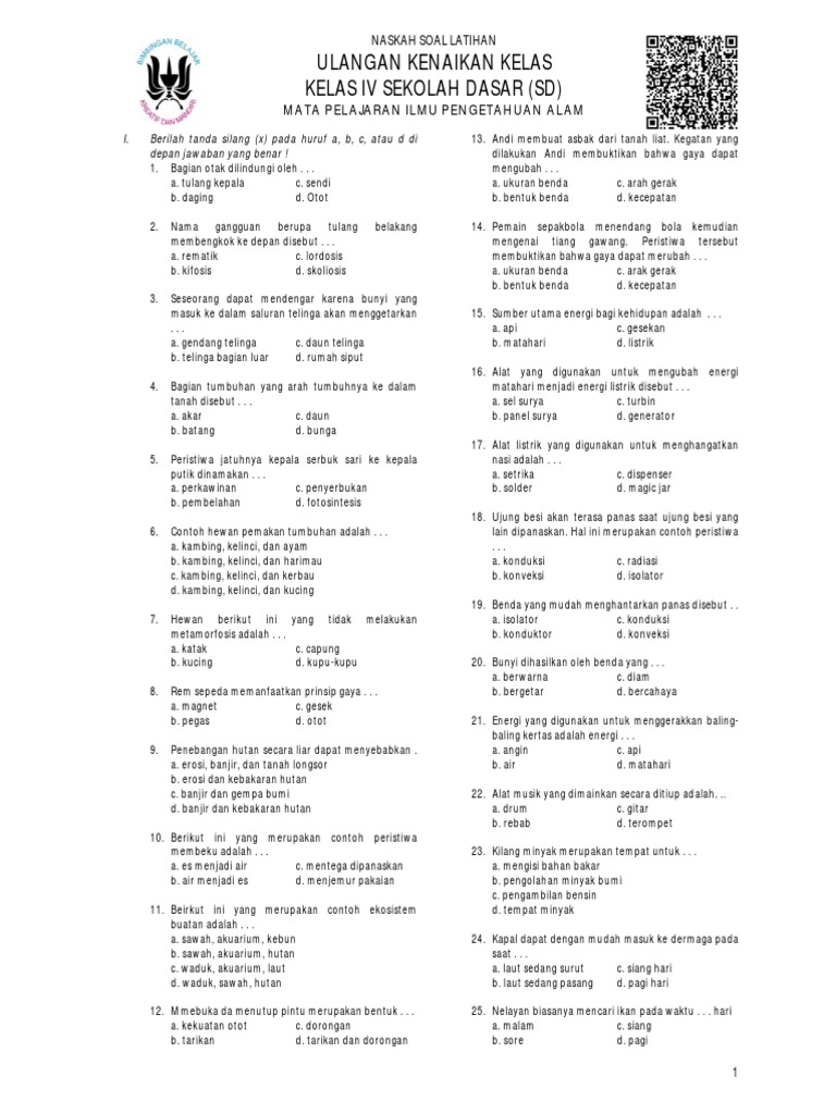 Kelas IV Soal Latihan UKK IPA.doc