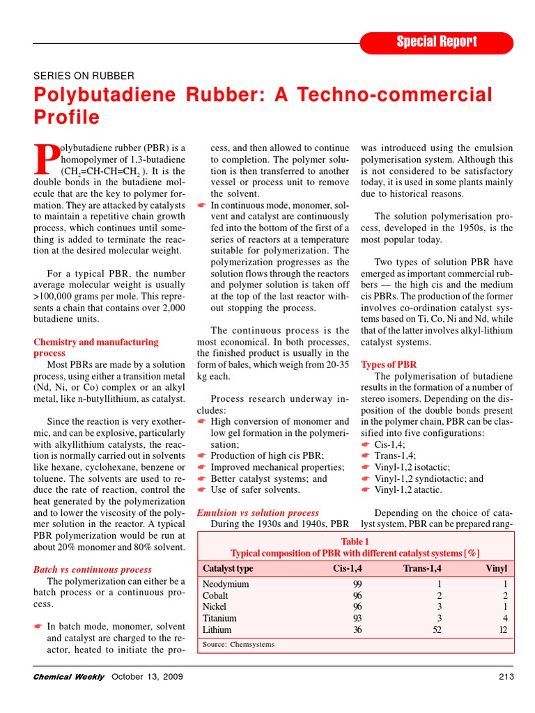 Polybutadiene Rubber PDF Copolymer Polymerization