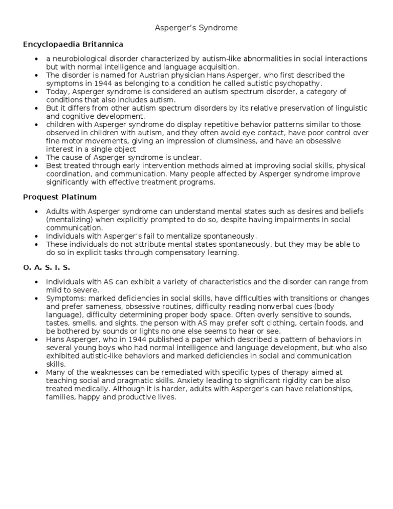 Asperger Syndrome | PDF | Asperger Syndrome | Autism