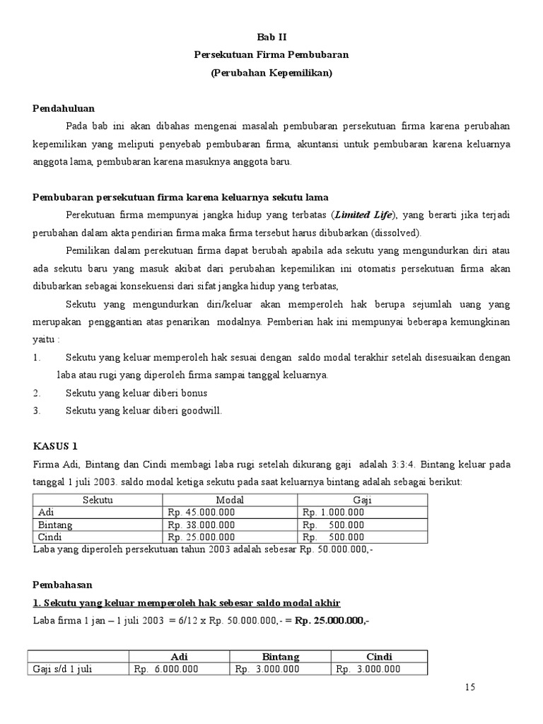 Bab 2 Persekutuan Firma Pembubaran Karena Perubahan Kepemilikan