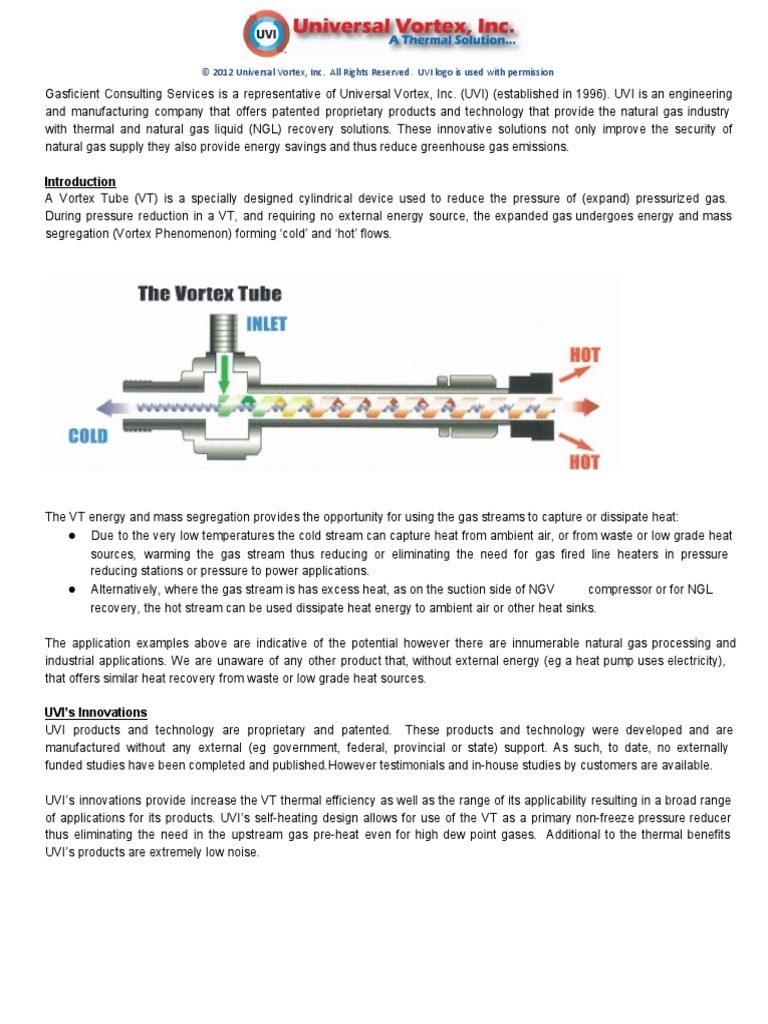 GCS - UVI Vortex Tube Products | PDF | Natural Gas | Hvac