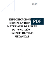 Especificaciones y Nomenclatura de Materiales de Piezas de Fundicic