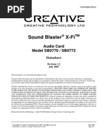 Creative XFI SBS0770 Data Sheet