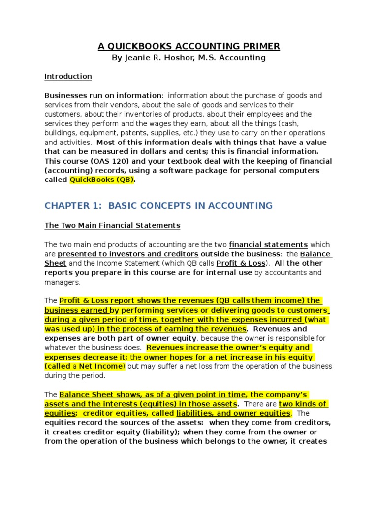 QuickBooks Accounting Basics Guide | PDF | Debits And Credits | Bookkeeping