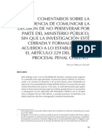 Procedencia de Comunicar La Decisión de No Perseverar