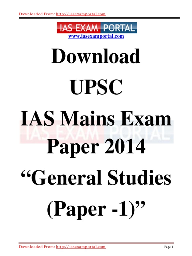IAS Mains Exam Paper 2014 General Studies Paper 1 | PDF | Himalayas