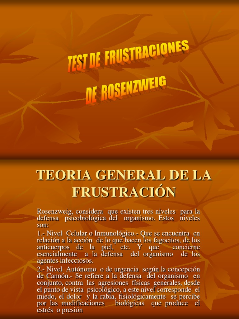 Test de Frustración de Rosenzweig | PDF | Estrés (biología) | Conflicto ...