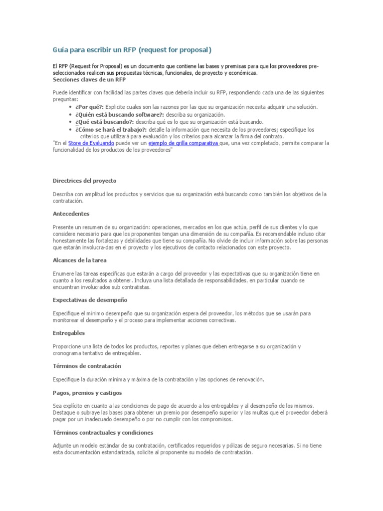 Guia Para Escribir Un Rfp Software Informatica