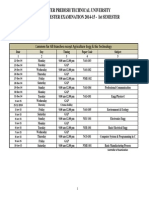Utter Pradesh Technical University 1st Semester Exam Timetable 2014-15