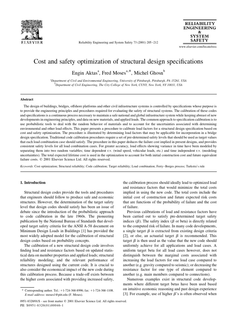 Cost and Safety Optimization of Structural Design Specifications | PDF ...