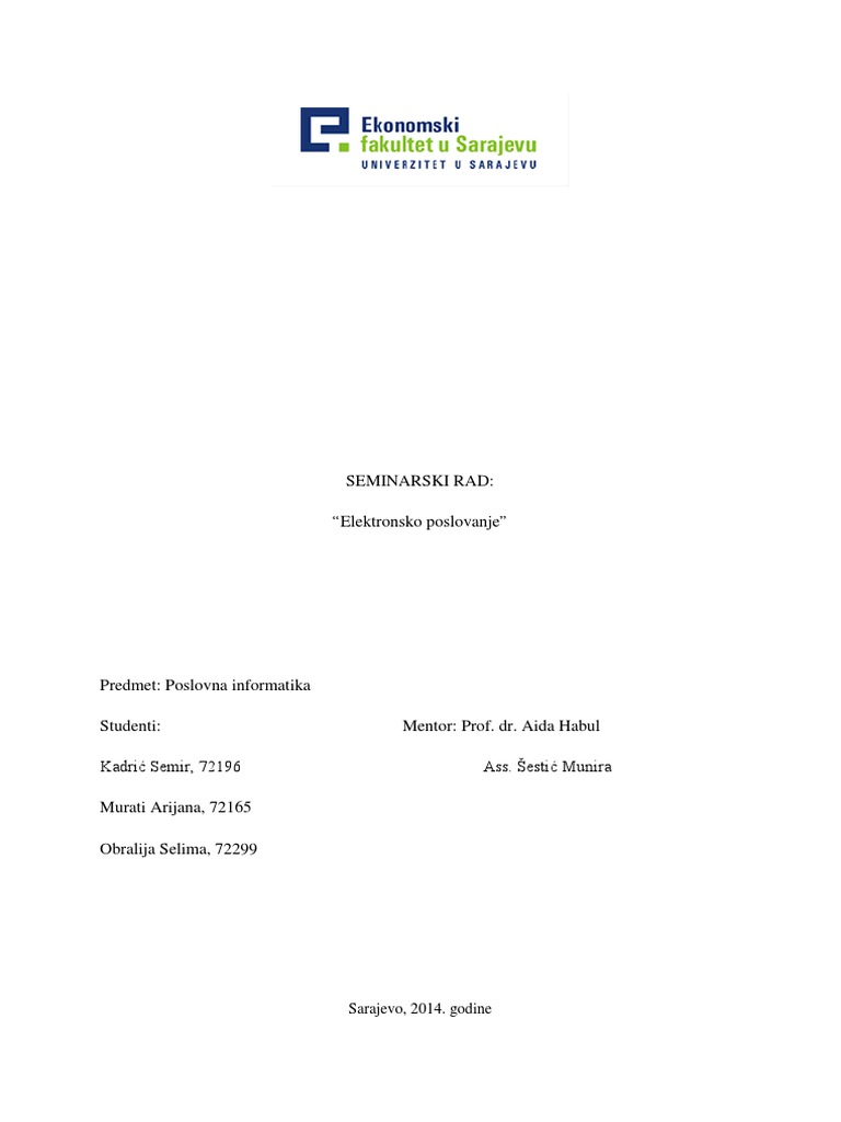 Elektronsko Poslovanje - Poslovna Informatika | PDF