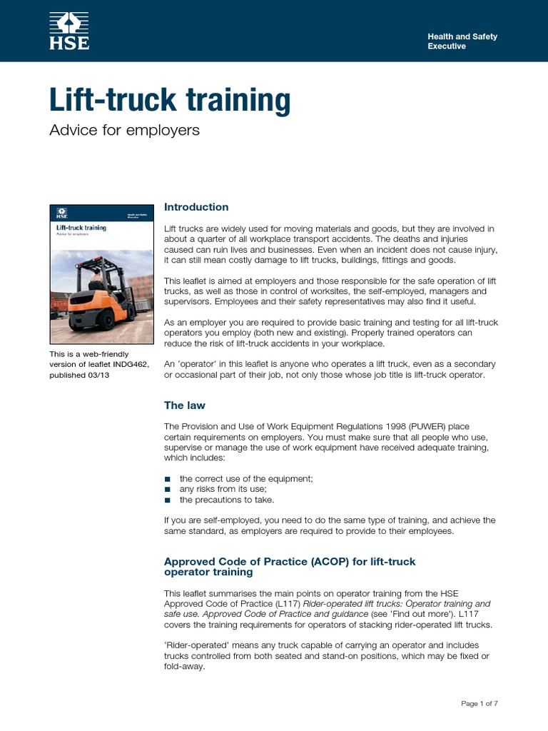Lift Truck Training | Download Free PDF | Forklift | Employment
