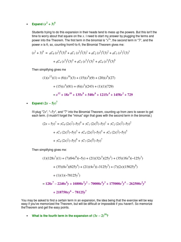 Binomial Theorem Pdf Discrete Mathematics Functions And Mappings