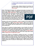 Profile Contact Ratio, Active Profile Diameter, Lowest and Highest Point of Single Tooth Contact