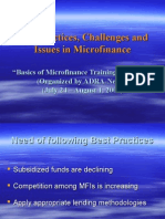 Best Practices, Challanges and Issues in Micro Finance (Ganes