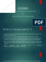 Housing: Role of Housing Agencies & Institutional Financing